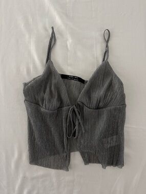 Urban Outfitters Silence + Noise Tie Front Tank Top Silver Women’s Size Large